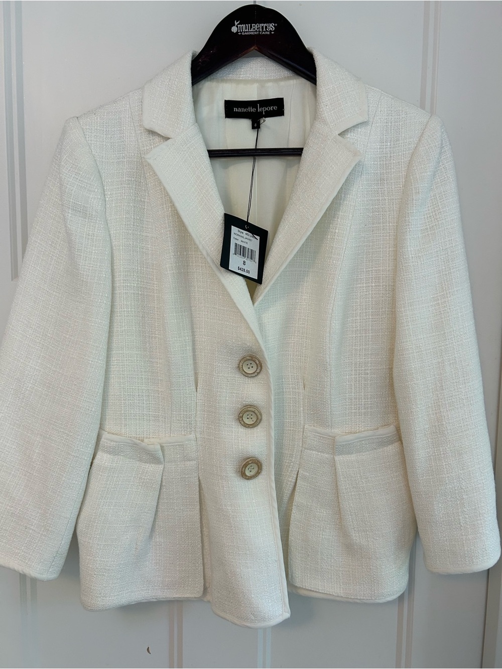 Nanette Lepore Cream Tweed Blazer Jacket NWT- size 8